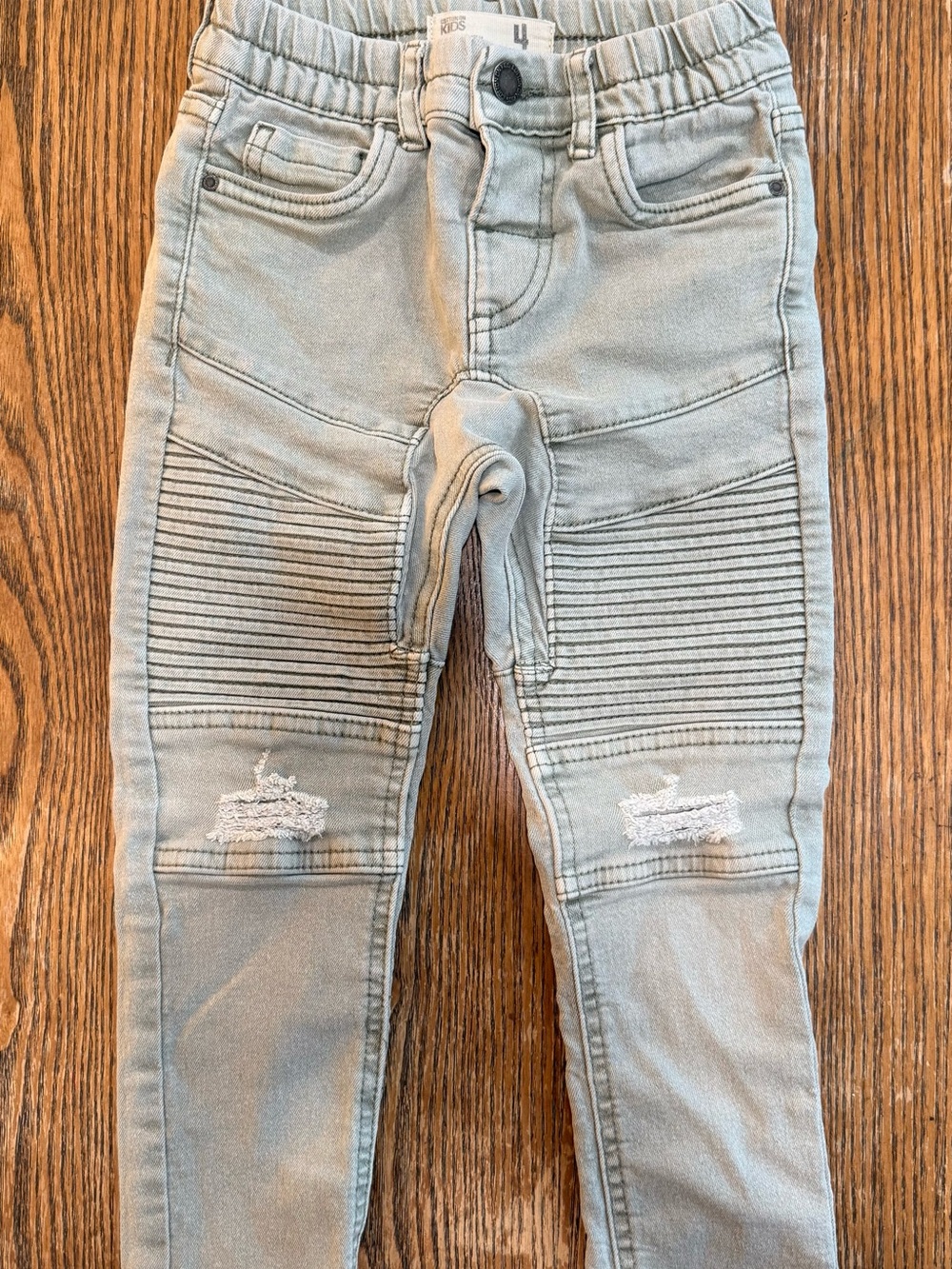 Cotton On Kids Light Grey Ribbed Knee Biker Jeans